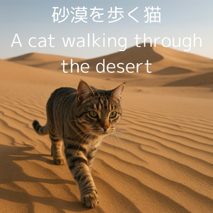 砂漠を歩く猫