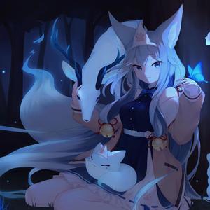 星空の下の狐火