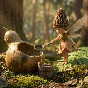 葉っぱの滴と妖精