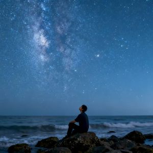 星空下跳舞的人