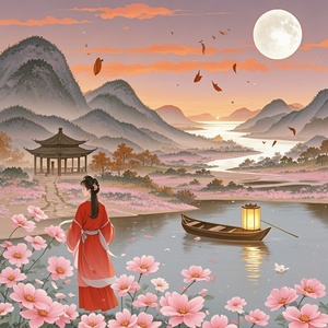 夕阳早落马蹄踏碎了红妆