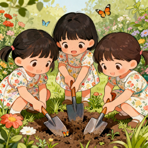 在小小的花园里面挖呀挖