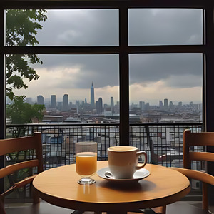 雨の日のカフェ