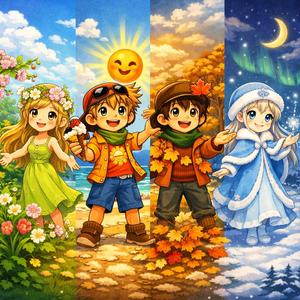 Wiosna, Lato, Jesień, Zima - Cztery pory roku dla dzieci