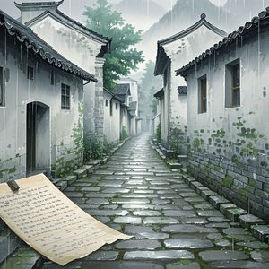 老巷雨湿信