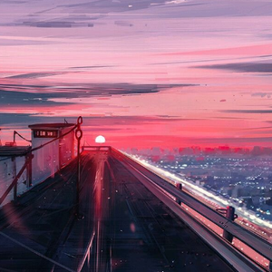 日落后的红色大道