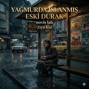 Yağmurda ıslanmış eski durak