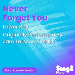 Never Forget You (Lower Key) [Originally Performed By Zara Larsson & MNEK] (Piano Karaoke Version)