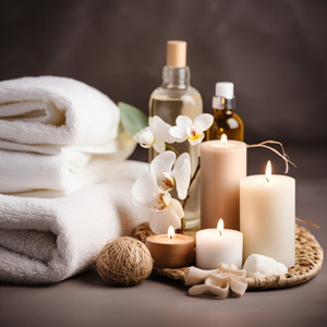 Calmada Noche Del Spa Del Fuego