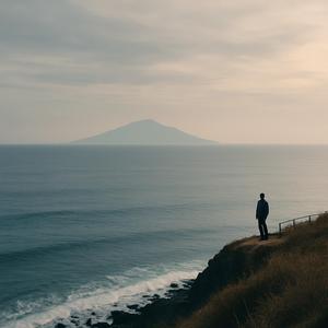 岬の先端でただ立つ