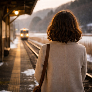 冬のホームにて