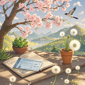 回归来年花朵云朵