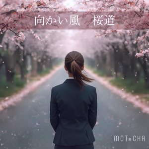 向かい風　桜道