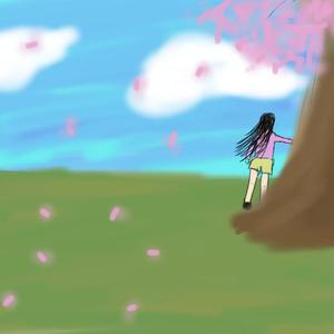 风吹的樱花树打了个喷嚏