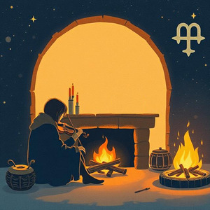 暖炉の灯りのそばで