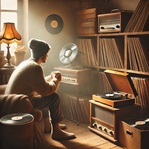 古いレコードを聴きながら