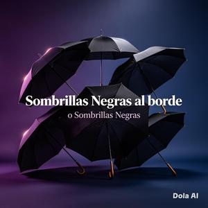 Sombrillas negras al borde