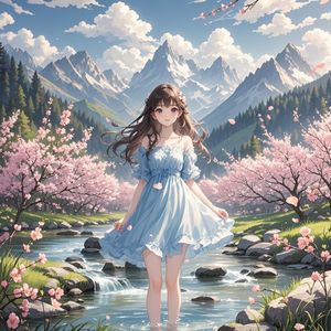 春天，溪水