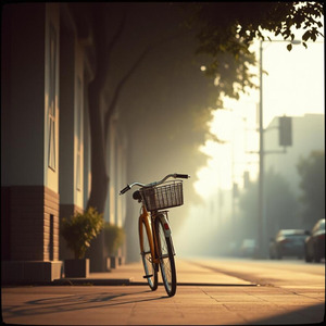 新聞の束を前カゴに積んで