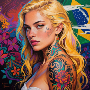 Loira tatuada