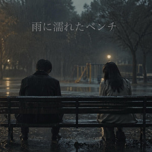 雨に濡れたベンチ