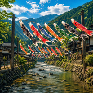 こいのぼり舞う五月の空
