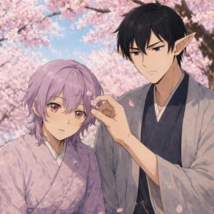 桜の下で