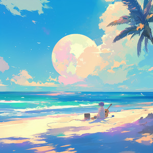 カフェと波打ち際