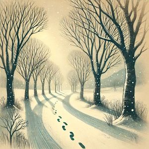 在白雪覆盖的路上