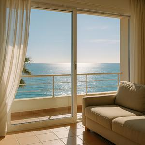 白いカーテンが踊る部屋