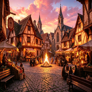 黄昏时分的篝火晚会-1