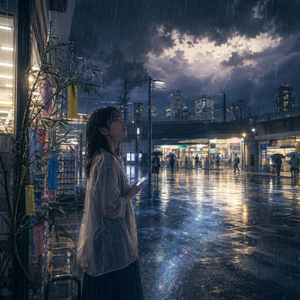 短冊より先に、雨が泣く