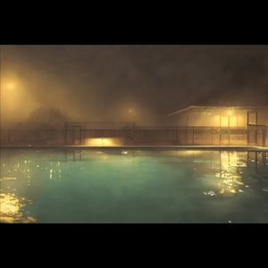 夜のプールに飛んで