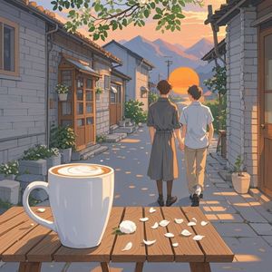 奶泡落日
