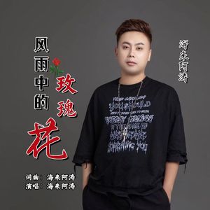 风雨中的玫瑰花