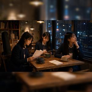 夜更けのカフェで