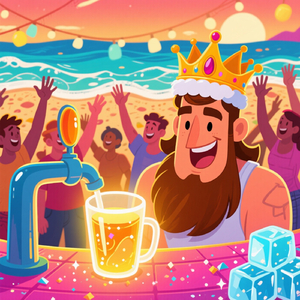 Becherkönig am Strand