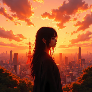夕焼けの横顔