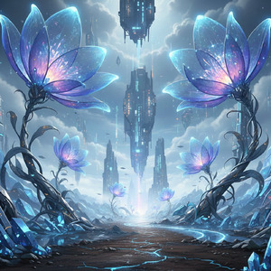 未来の花の足元で