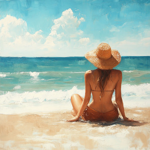 夏の浜辺で過ごす日