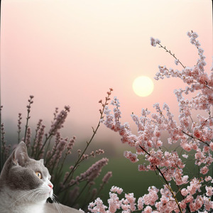 桜の下で眠る猫