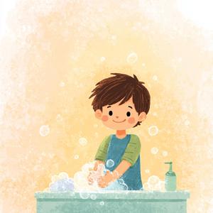 손을 깨끗이 닦아요