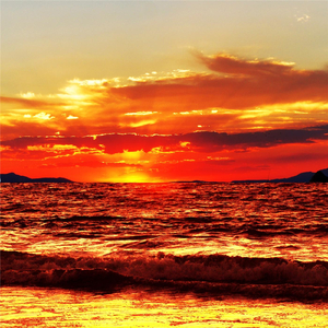 Full Moon Rising in the Whirling Waves, Awakens the Soul of the Ocean