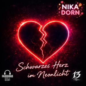 Schwarzes Herz im Neonlicht