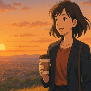 輝く空と雲 - 若草山の夕焼け