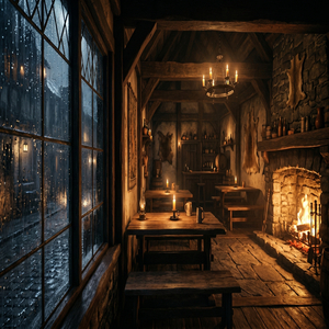 Stormy Night Inn Warm Fireplace Ambience