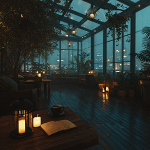 Amber Silence Across the Rooftop Greenhouse