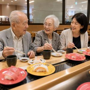 回転寿司で親孝行