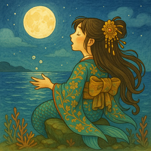 月夜の海辺の歌姫