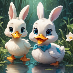 Cute Duck and Rabbit